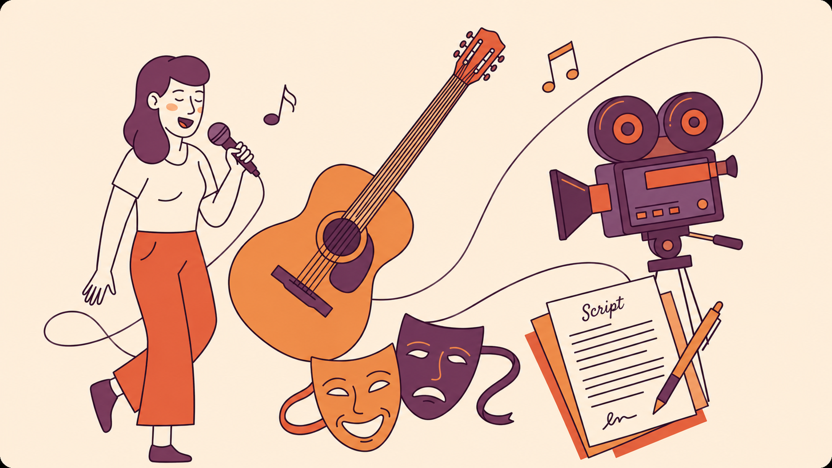 Illustrazione dei corsi a Monte Mario con teatro, musica, script e filmmaking